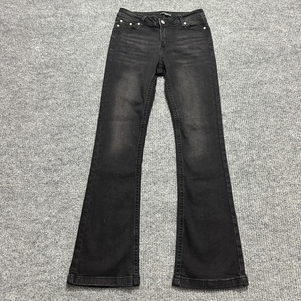 Harper & Ivy Womens Flare Leg Jeans 3 Black Denim Embroidered Pockets Mid Rise